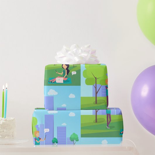 Sociale media in het park cadeaupapier