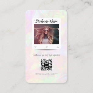 Sociale Media Influencer Modern Holografisch Meisj Visitekaartje