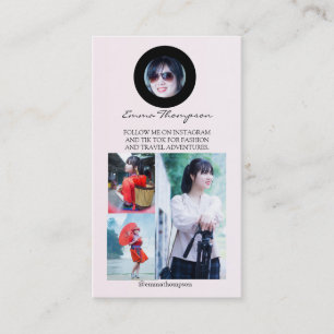 Sociale Media Influencer QR Code Foto Beige Visitekaartje