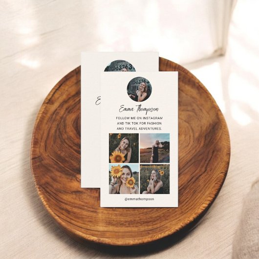 Sociale media Influencer QR Code Foto beige Visitekaartje
