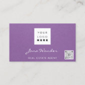 Sociale media Logo Foto QR Code Makeup Paars Visitekaartje (Voorkant)