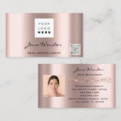 Sociale media Logo Foto QR Code Makeup Roos Visitekaartje (Voorkant / Achterkant)