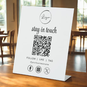 Sociale media QR Code Business Logo Reclamebord Met Voetstuk