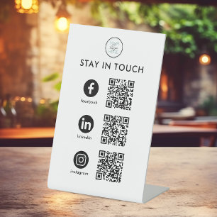 Sociale media QR Code Business Pedestal Sign Reclamebord Met Voetstuk