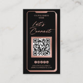 Sociale media QR-code Feminine Moderne Roos Gold Visitekaartje (Voorkant)