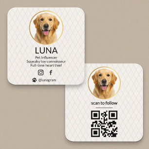 Sociale Media QR Code Gouden Hond Elegante Foto Vierkante Visitekaartje