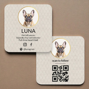 Sociale Media QR Code Gouden Hond Honden Linen Fot Vierkante Visitekaartje