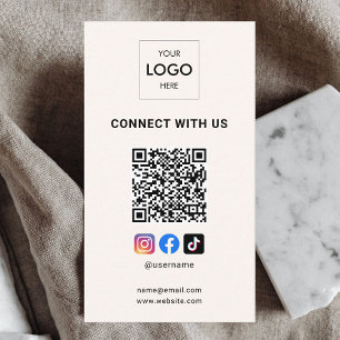 Sociale media QR-code Moderne Logo beige Visitekaartje