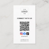 Sociale media QR Code Moderne Logo White Visitekaartje (Voorkant)