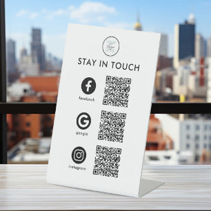 Sociale media QR Code Pedestal Sign Reclamebord Met Voetstuk