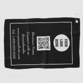 Sociale media QR-code Scannable Black Professional Golfhanddoek (Horizontaal)