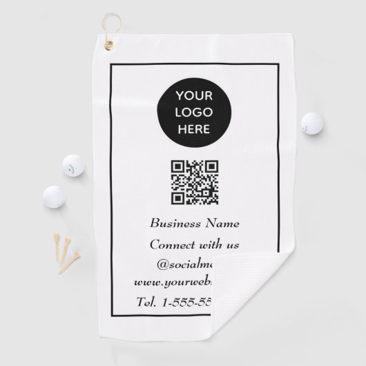 Sociale media QR-code Scannable Black Professional Golfhanddoek (Insitu)