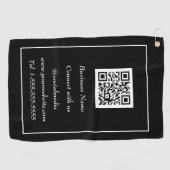 Sociale media QR-code Scannable Black Professional Golfhanddoek (Horizontaal)