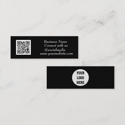 Sociale media QR-code Scannable Black Professional Mini Visitekaartje (Voorkant / Achterkant)