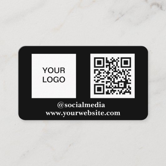 Sociale media QR-code Scannable Black Professional Visitekaartje (Voorkant)