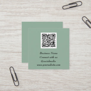 Sociale media QR-code scannable Sage Green Vierkante Visitekaartje