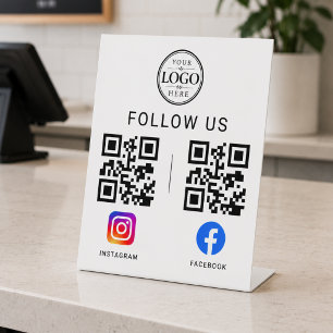 Sociale Media QR Code Tafel Display Reclamebord Met Voetstuk