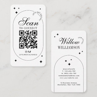 Sociale Media QR Code Trendy Vintage Script Logo Visitekaartje