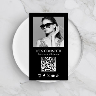 Sociale Media QR Code Voeg Foto Toe Zwart Verticaa Visitekaartje