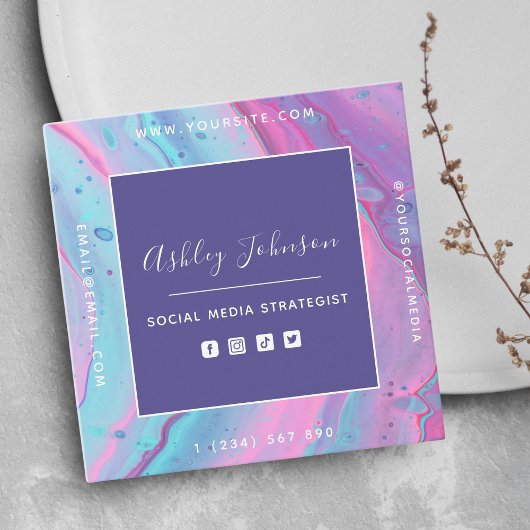 Sociale media-strateeg Sociale media QR-code Kleur Vierkante Visitekaartje