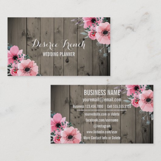 Sociale media | Weddenschap Planner Rustic Barn Wo Visitekaartje (Voorkant / Achterkant)
