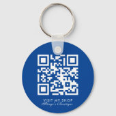 Sociale media Zakelijke Logo QR-code Boutique Blue Sleutelhanger (Voorkant)
