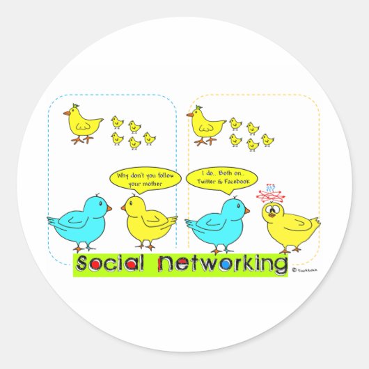 Sociale netwerken ronde sticker (Voorkant)