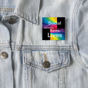 sociale onthouding redt levens vierkante button 5,1 cm