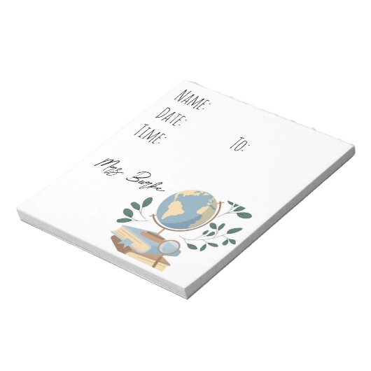 Sociale Studies/Geografie Docent Hallpass Notitieblok (Gedraaid)