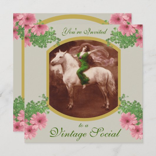 sociale uitnodiging met romantisch briefkaart (Voorkant / Achterkant)