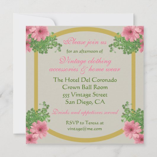 sociale uitnodiging met romantisch briefkaart (Achterkant)