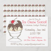 Sociale verjaardagsfeest van Hot Fudge Ice Cream Kaart (Voorkant / Achterkant)