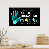 Sociale vervorming 6 Feet Covid 19 Poster (Keuken)