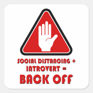 Sociale vervorming en introvert, uit vierkante sticker