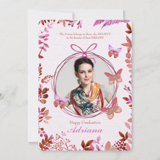 Sociale Vlinders Foto Afstuderen Uitnodiging (Voorkant)