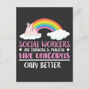 Sociale werker Cute Rainbow Magical Unicorn Briefkaart