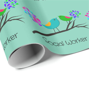 Sociale werker Gift Wrap  vogels Cadeaupapier