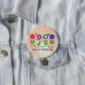 Sociale werker, pastel Springtime-ontwerp, papierp Ronde Button 7,6 Cm (In situ)