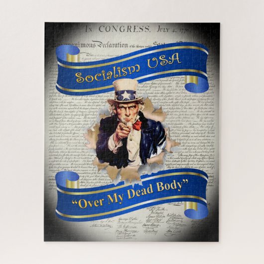 Socialisme VS ~ "Over My Dead Body" ~ Oom Sam ~ Legpuzzel (Verticaal)
