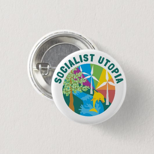 Socialistische Button Utopia (Voorkant /achterkant)