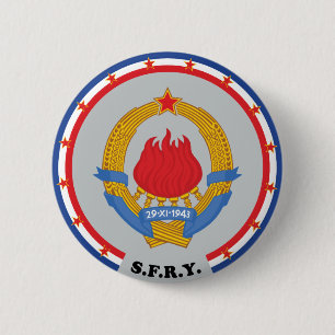 Socialistische Federale Republiek Joegoslavië Emb Ronde Button 5,7 Cm
