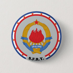 Socialistische Federale Republiek Joegoslavië Embl Ronde Button 5,7 Cm