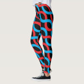 Socialite Entwin Waves Red Blue Pattern Leggings (Links)