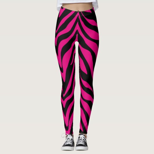 Socialite Hot Pink Zebra Stripes Leggings (Voorkant)