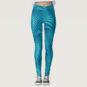 Socialite Turquoise Blue Crazy Stripes Patroon Leggings