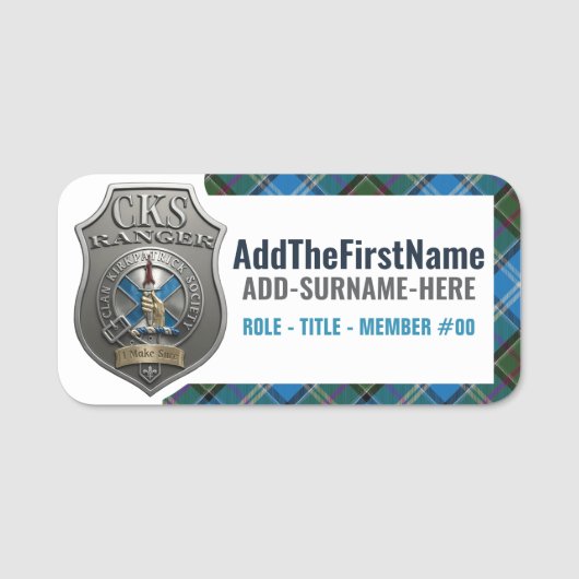 Société du Clan Kirkpatrick -- Étiquette de nom de (Devant)