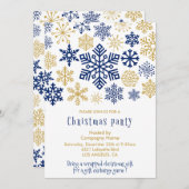 Société Noël Invitation Chic Snowflakes (Devant / Derrière)