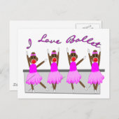 sock aap 'I LOVE BALLET' Briefkaart (Voorkant / Achterkant)