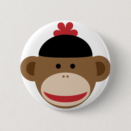 sock aap ronde button 5,7 cm (Voorkant)