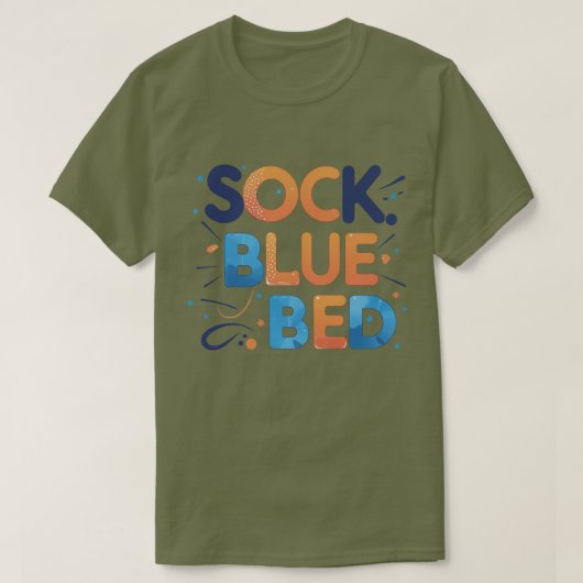SOCK BLAUW BED Grappig minimalistisch grafisch ont T-shirt (Design voorkant)